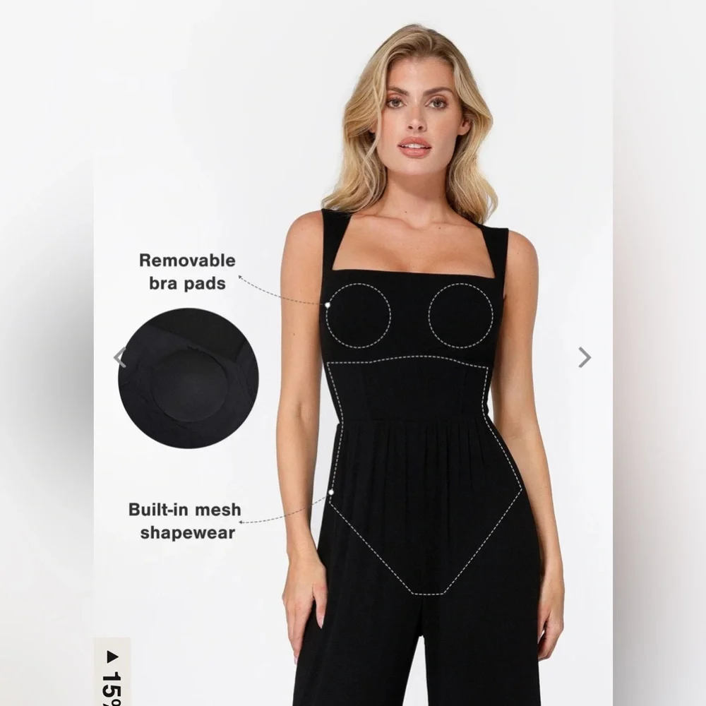 Popilush Elegant Black Wide Leg Jumpsuit - Picture 11 of 15